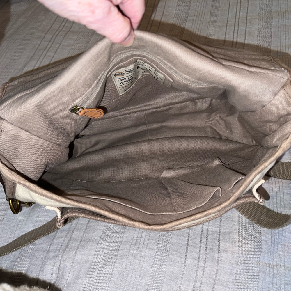 Fossil Vintage Canvas & Leather Messenger Crossbody Bag Shoulder/Crossbody Bag - Picture 6 of 11